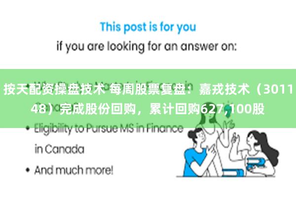 按天配资操盘技术 每周股票复盘：嘉戎技术（301148）完成股份回购，累计回购627,100股