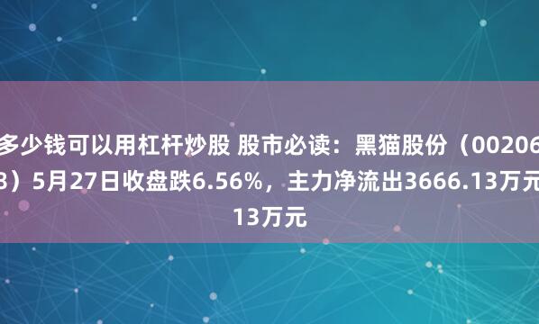 多少钱可以用杠杆炒股 股市必读：黑猫股份（002068）5月27日收盘跌6.56%，主力净流出3666.13万元